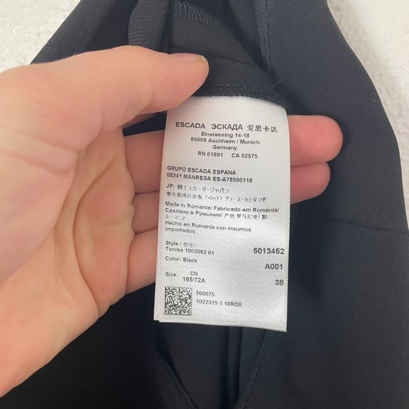 Escada Woman's 38/ US 8 Black High Rise Tapered Leg Career Trouser‎ Pants - Picture 4 of 11